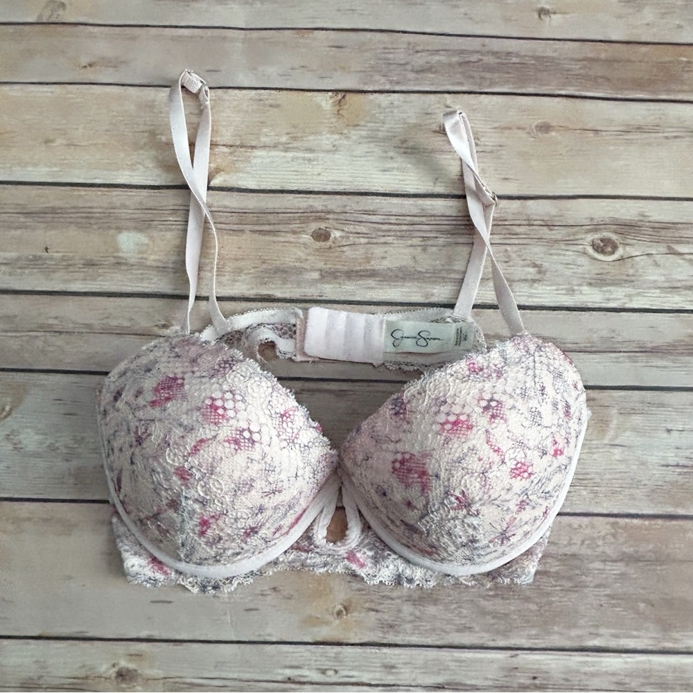 Jessica Simpson Pink Floral Lace Bra